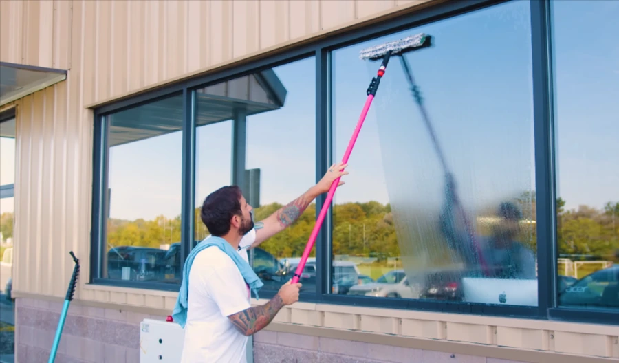 Professional window cleaning equipment including deionized water system and water-fed pole — San Clemente CA
